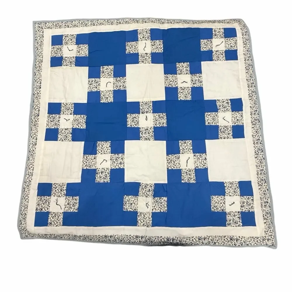 Handmade Hand Tied Single Irish Chain Patchwork Throw Quilt Hanging Quilt